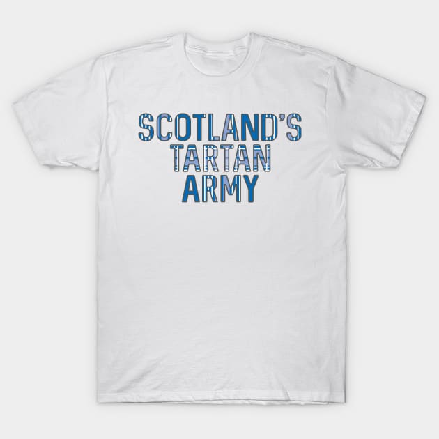 Scotland's Tartan Army, Scottish Saltire Flag Tartan, Scottish Football Slogan Design T-Shirt by MacPean